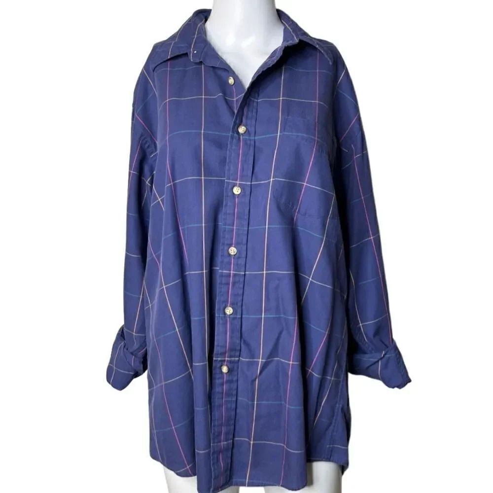 Cambridge Classics Mervyn's Plaid Button Down Shirt Blue Size 16.5 Neck